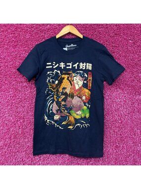 Threadless The Cat and the Koi Graphic Design T-Shirt Small